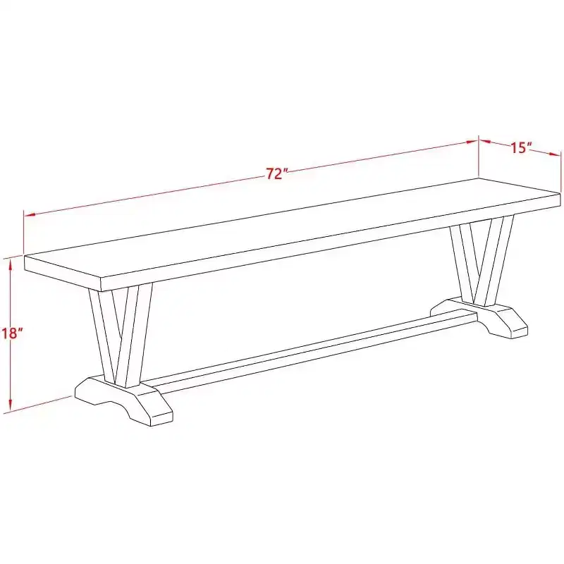 Modern Dining Table Bench with Wood Seat, 72x15x18 Inch, Espresso Finish