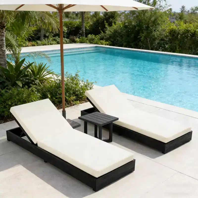 Christopher Knight Home Sui Modern Patio Acacia Wood Seating Sunlounges with Slatted Side Table