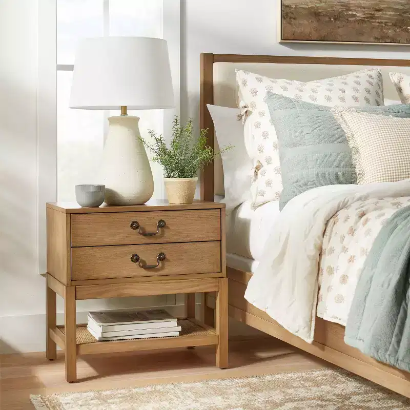 Elmira Traditional Nightstand with Storage Drawers Brown - Threshold designed with Studio McGee
