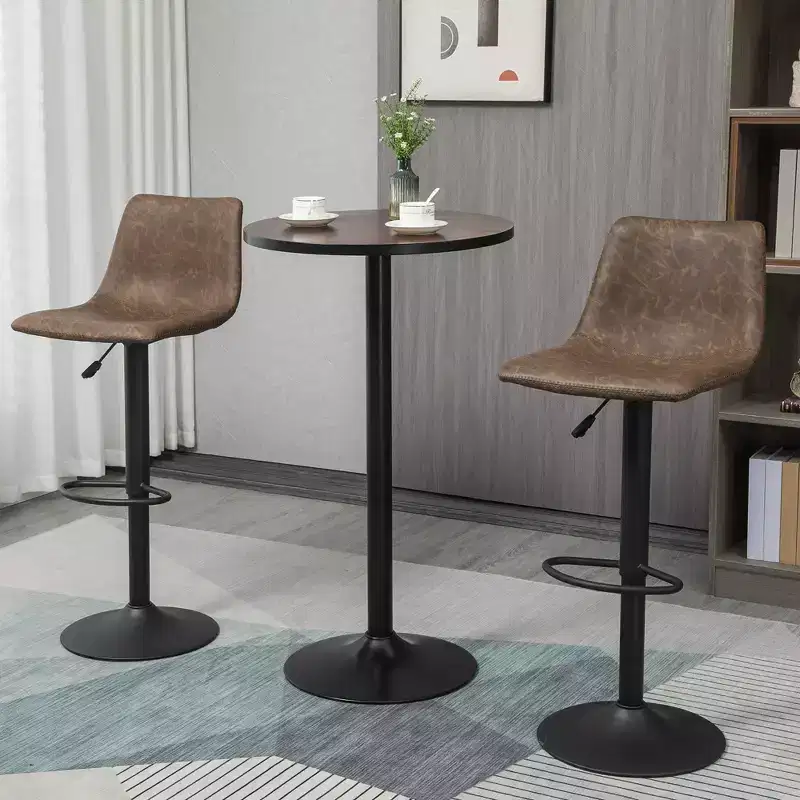 41H Rustic Industrial Bar Table Elm Wood Top with Metal Base