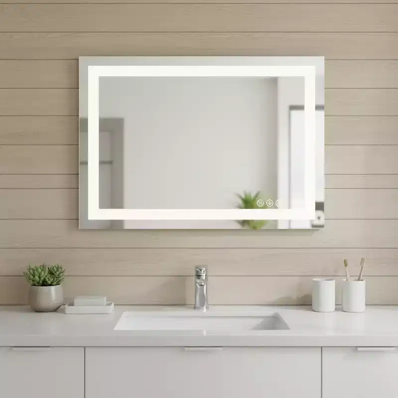 24-Inch Lighted Frameless Bathroom Vanity Mirror