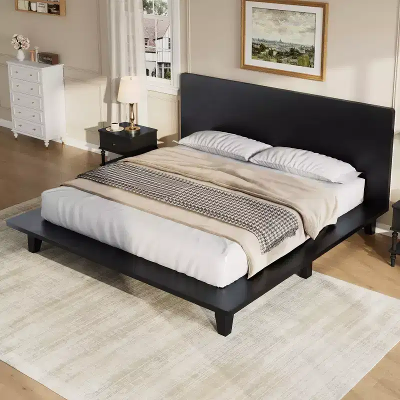 Whisen Full Platform Bed & Bed Frame with Headboard & Wood Slat Support