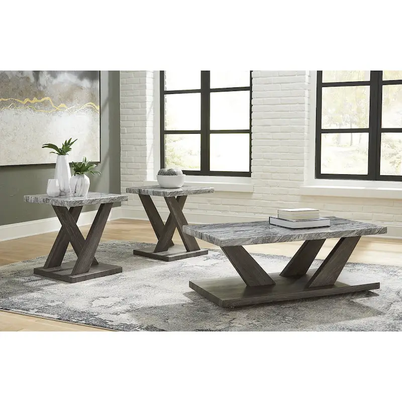 Gray Nesting Coffee Table Set of 3, 48
