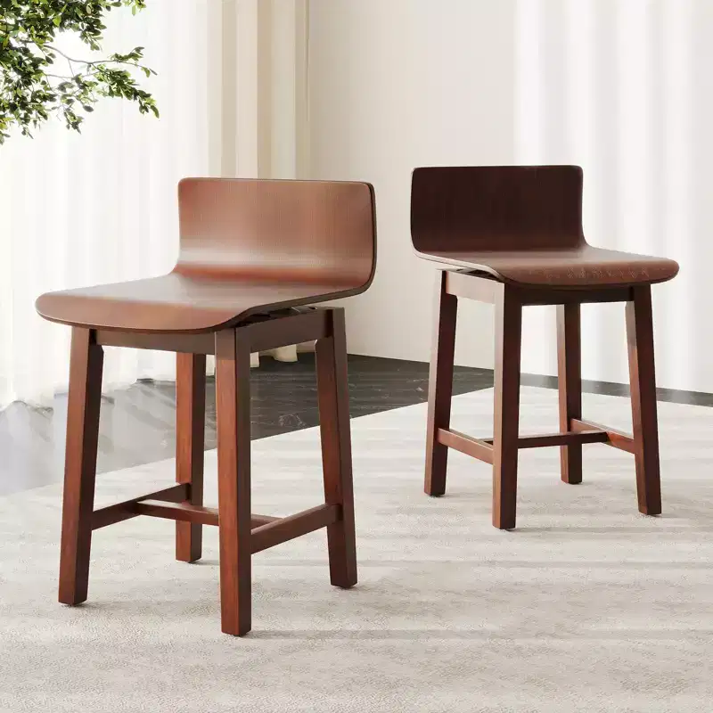 Costway Swivel Dining Chair Set of 2 Farmhouse Wooden Kitchen Chairs Armless Side Chairs