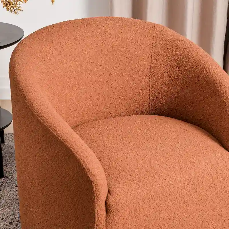 KINWELL 32W Boucle Upholstered Swivel Barrel Armchair (Set of 2)