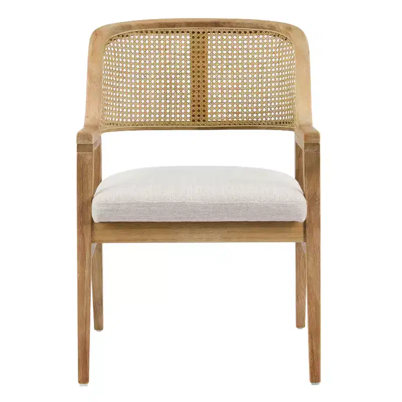 Christopher Knight Home Charlotte Mid-Century Modern Upholstered Dining Chairs with Natural Rattan Cane Back (Set of 2)