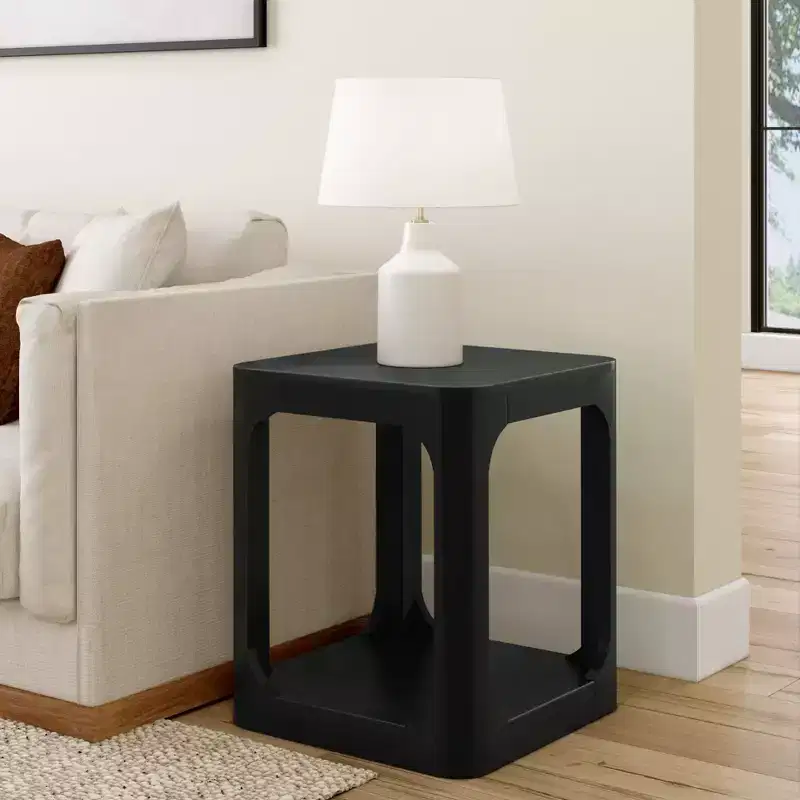 Plank+Beam 20 Solid Wood Square Side Table with Shelf, End Table for Living Room with Storage