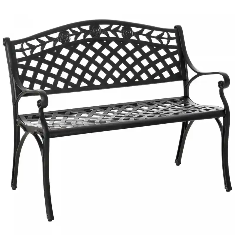 2-seater Aluminum Garden Bench Outdoor Loveseat Chair
