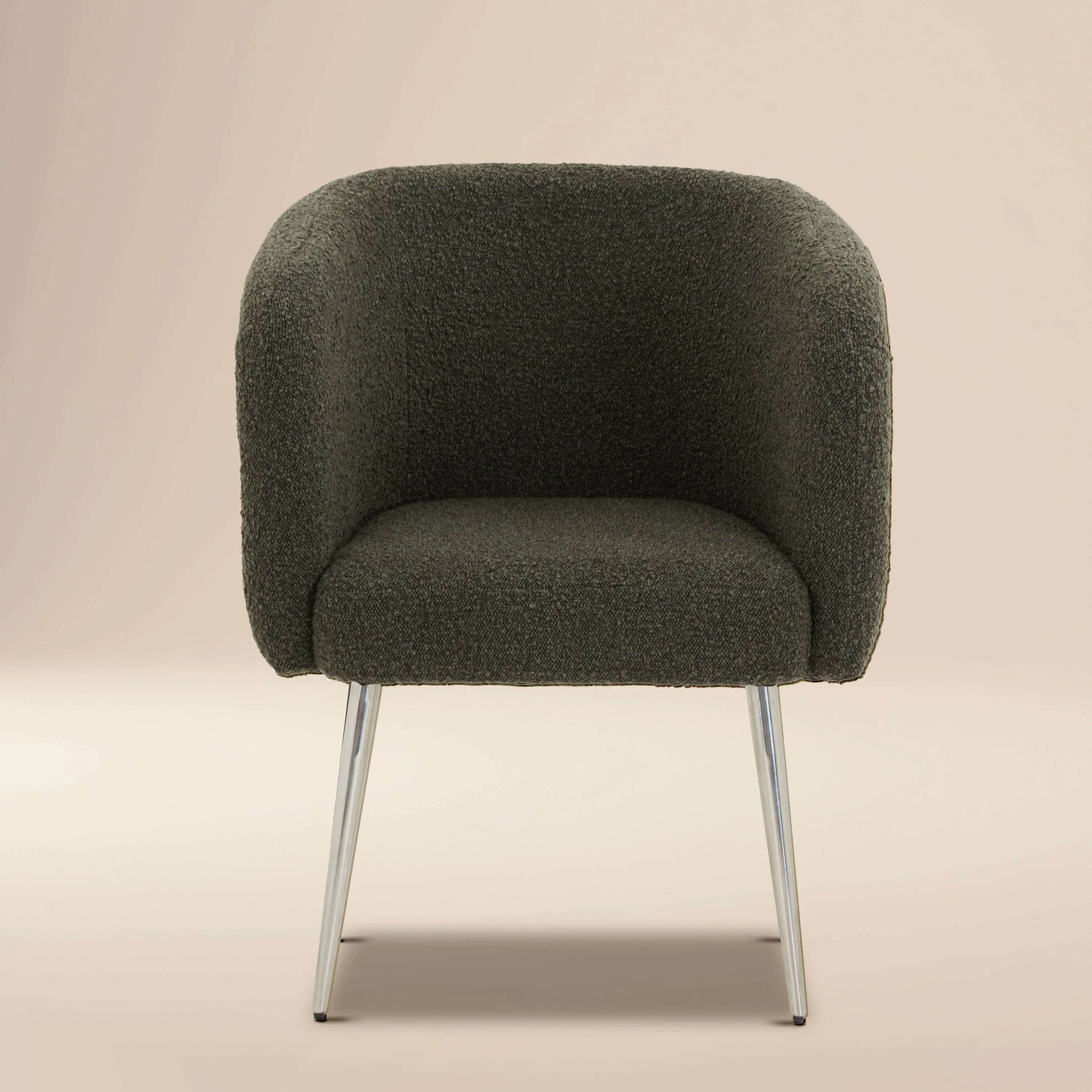 Modern Juniper Green Boucle Dining Chair with Tufted Back