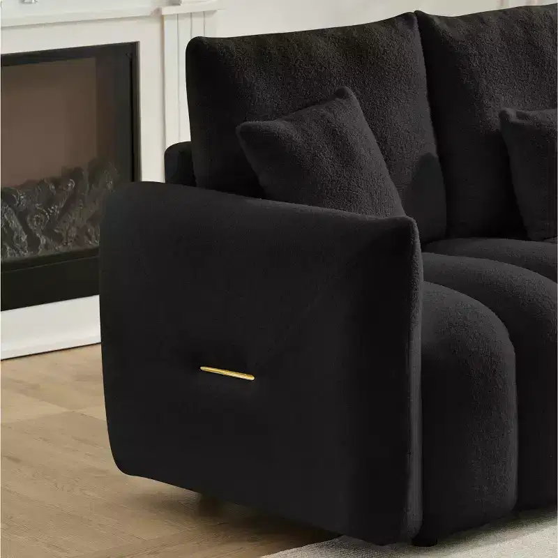 GDFStudio Lyney 91.73 Modern 3-Seater L Shaped Upholstered Sectional Sofa with Console and Pillows