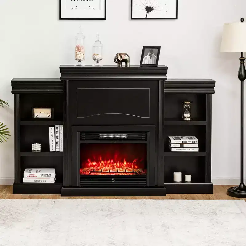 Costway 70'' Fireplace TV Stand Media W/ 28.5'' 750W/1500W Electric Fireplace