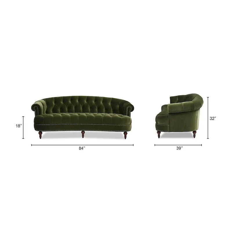 La Rosa 84 Mid-Century Modern Velvet Upholstered Chesterfield Tufted Sofa