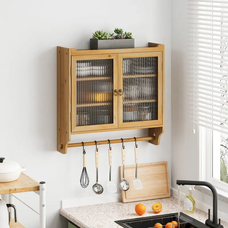 24.8Glass Door Vintage Double Door Wall Cabinet