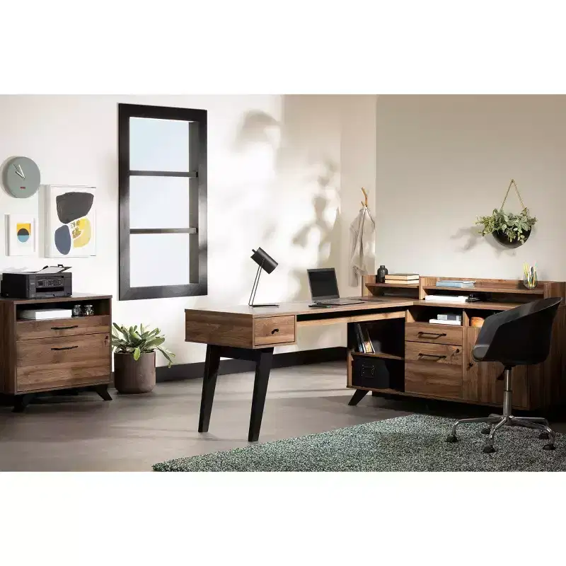 South Shore Helsy L-Shaped Desk with Power Bar