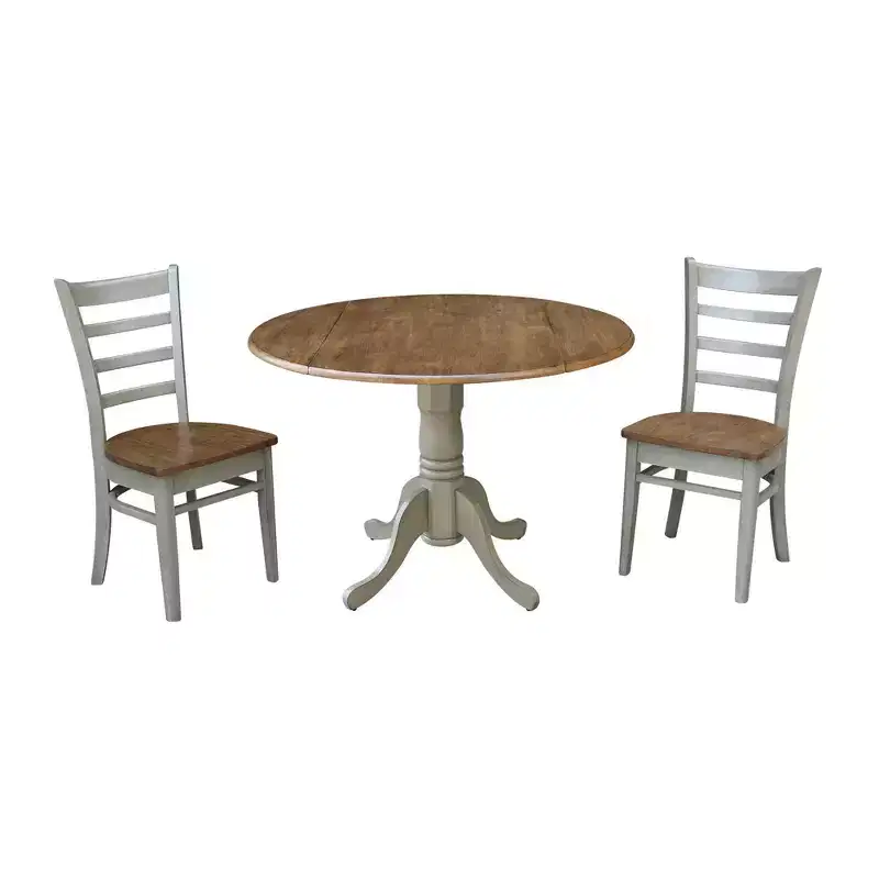 3pcs 42 Mase Dual Drop Leaf Dining Set with Emily Side Chairs Hickory - International Concepts