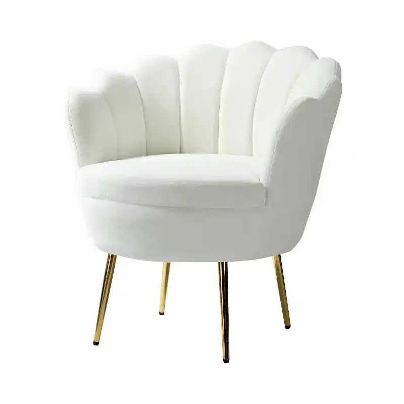 Living Room Accent Barrel Chair with Golden Metal Legs