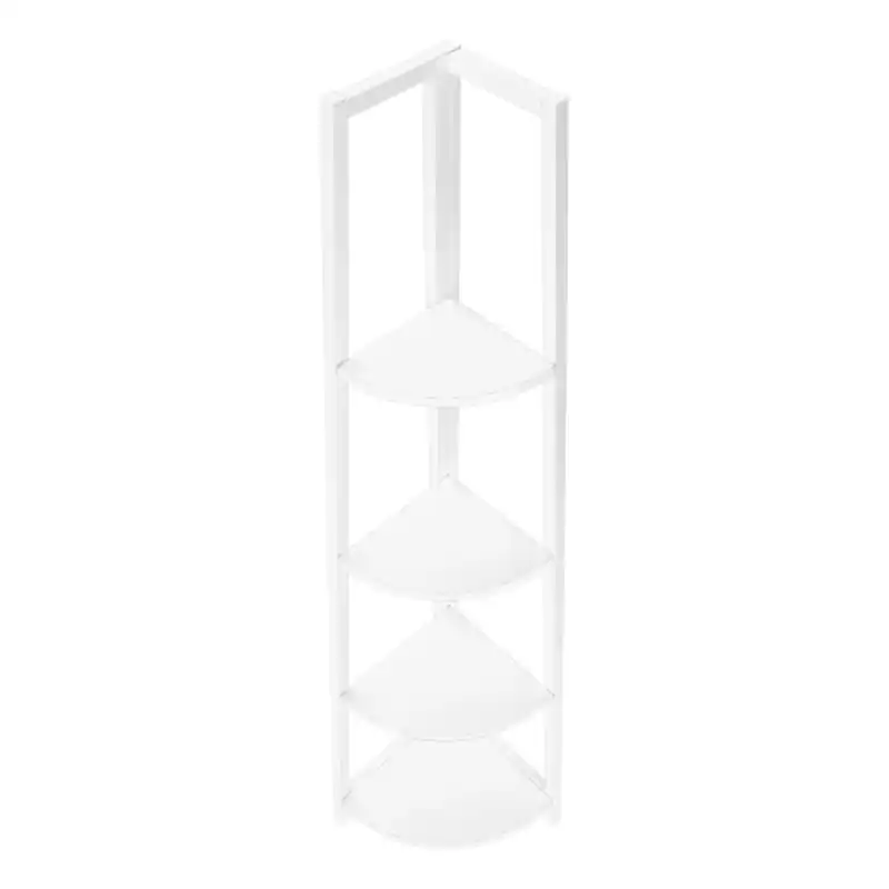 White White Metal Corner Etagere Bookcase