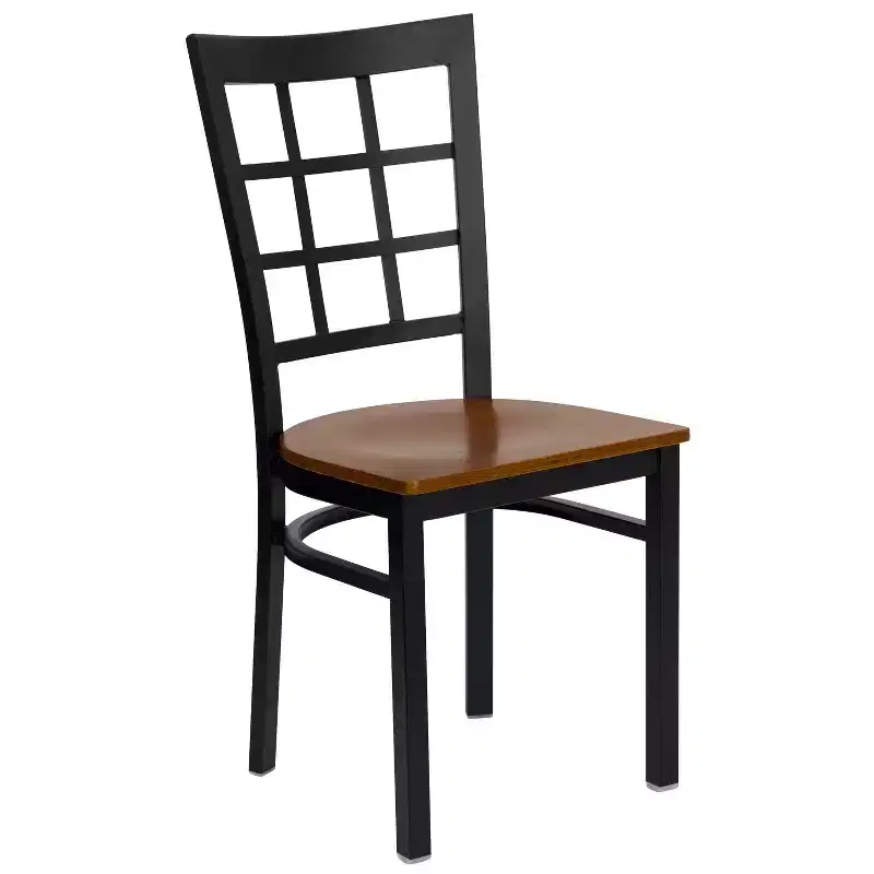 Flash Furniture Black Window Back Metal Restaurant Chair