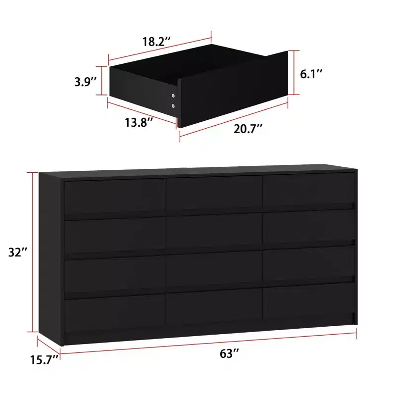 Famapy Modern 12-Drawers Dresser Sleek Chest of Drawers