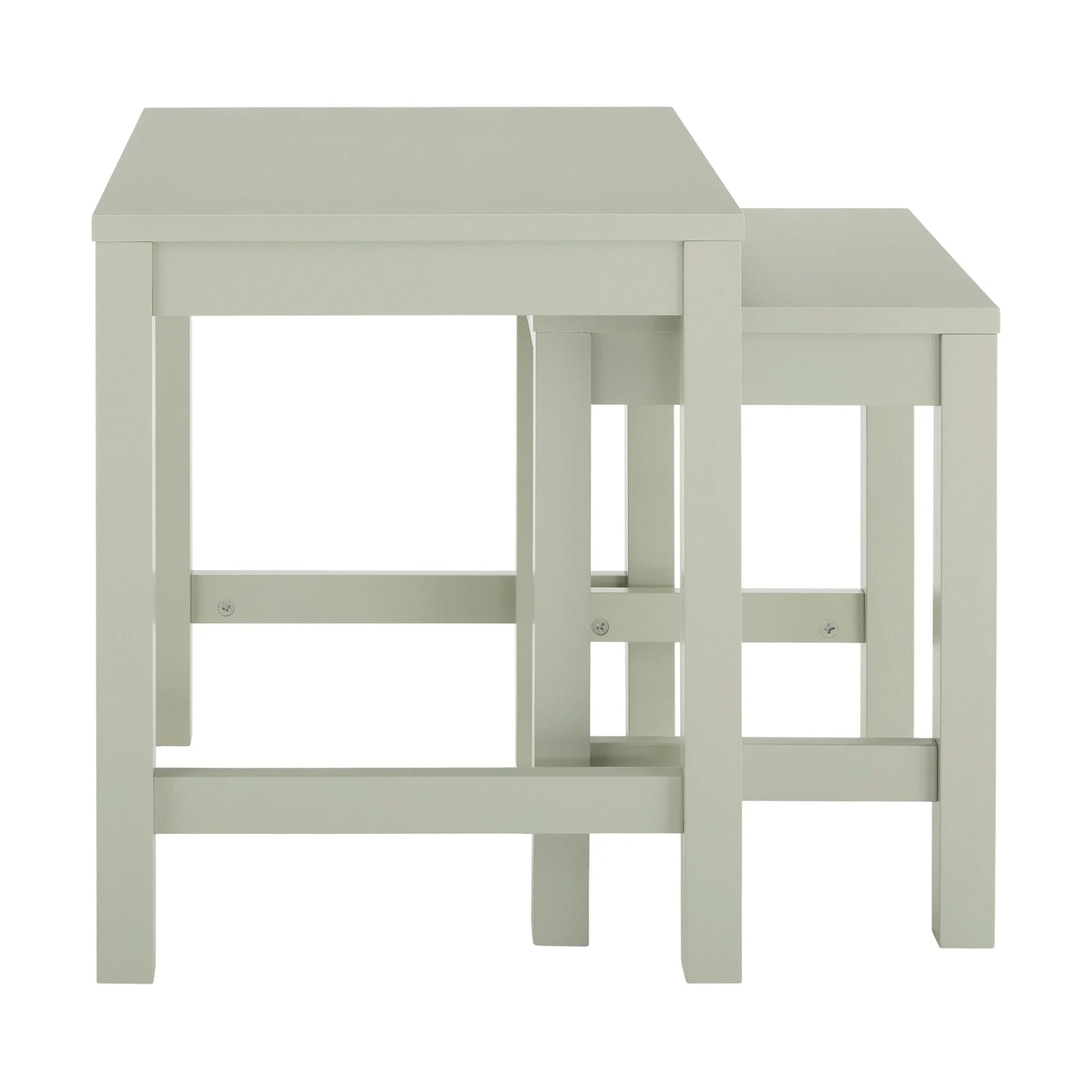 Modern Sage Green Painted Side Table with Open Shelf for Living Room