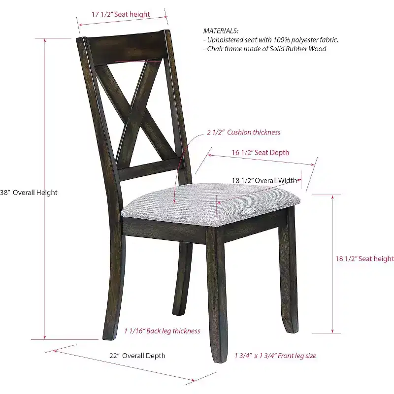 Brown Wood Dining Upholstered Side Chairs