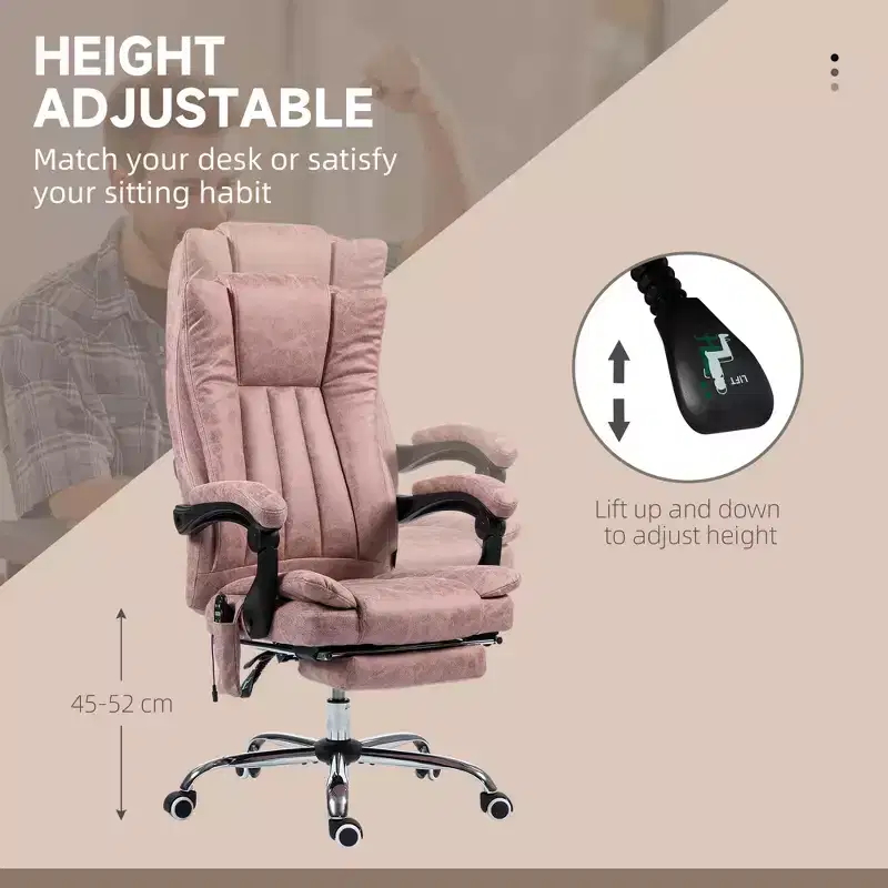 Massage Office Chair with 6 Points and Heat, Reclining Computer Chair with Adjustable Height and Footrest