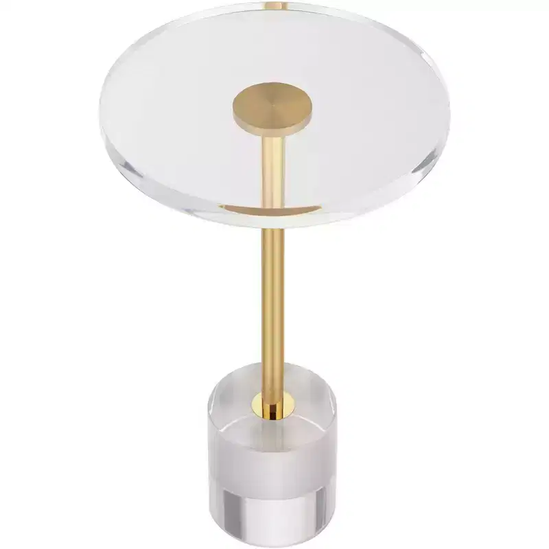 Gold & Clear Acrylic Round Side Table 14''W