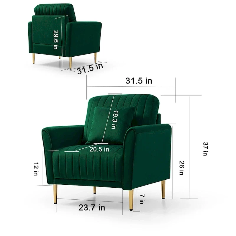 Velvet Accent Chair Living Room Chair Set of 2