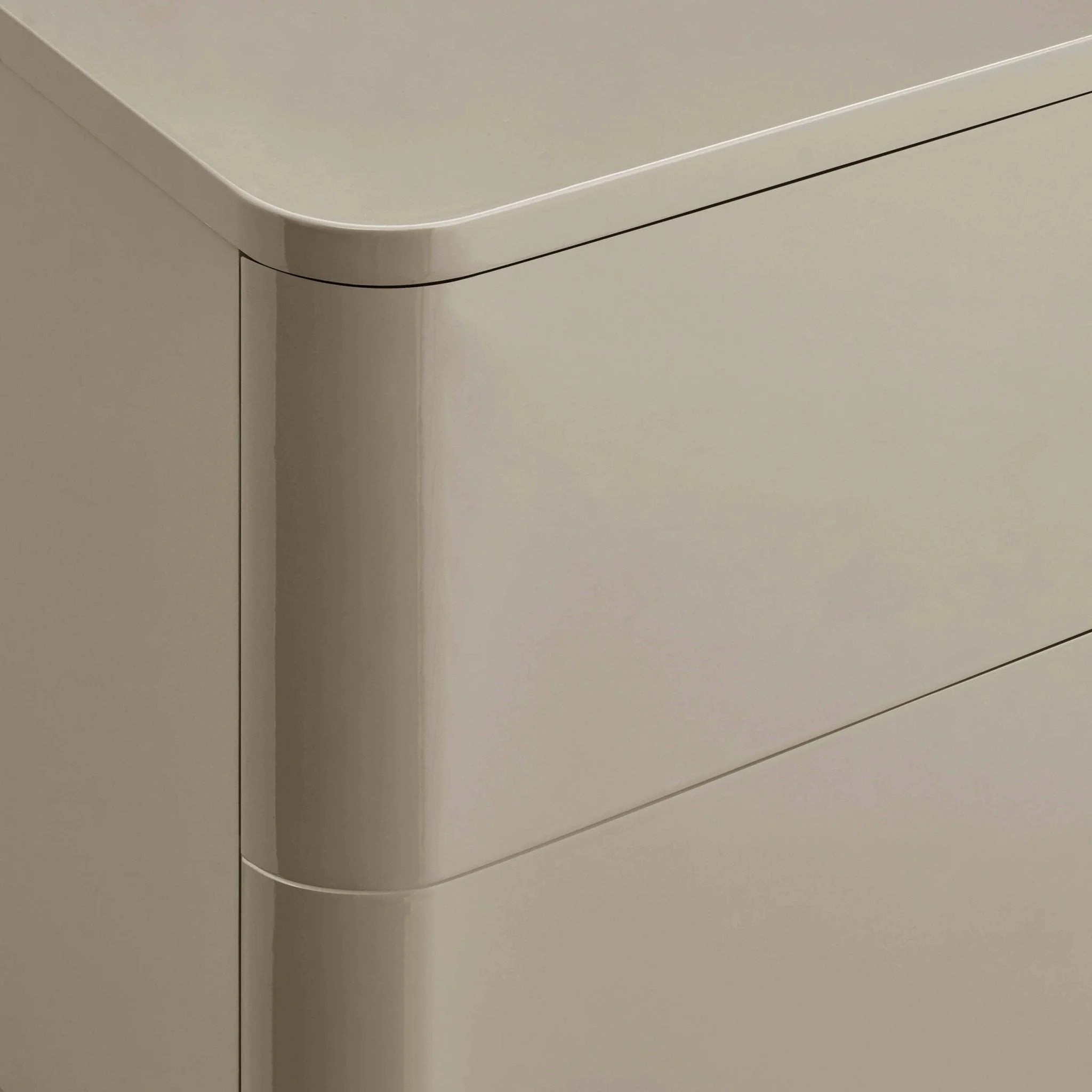 High Gloss 2 Drawer Bedside Table - Taupe