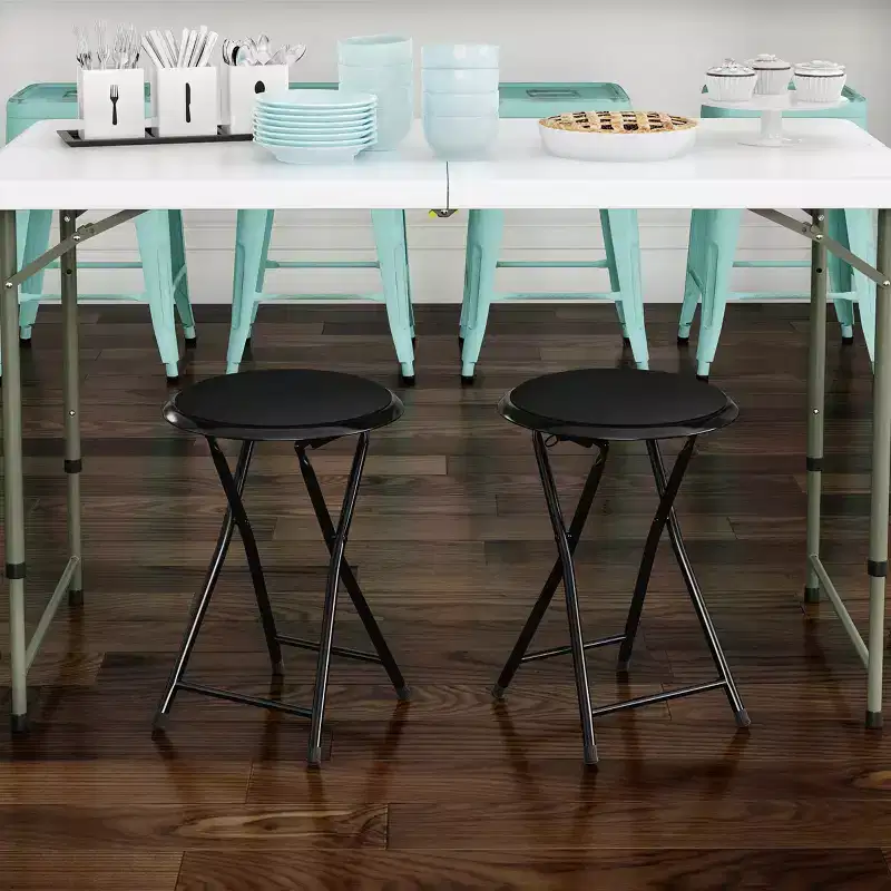 Set of 2 Folding Bar Stools, Heavy-Duty 18