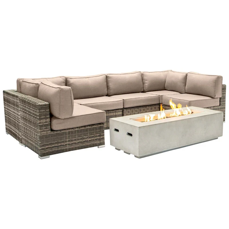 LSI 4 Person Seating Group With Firepit And Sunbrella Cushions