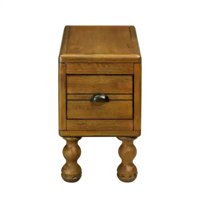 Hostack 23.6'' Vintage Rectangle Wood End Table for Small Spaces and Living Room, Antique Brown