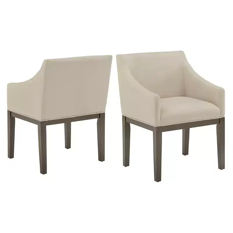 Weathered Grey & Beige Slope Arm Dining Chair, Set of 2