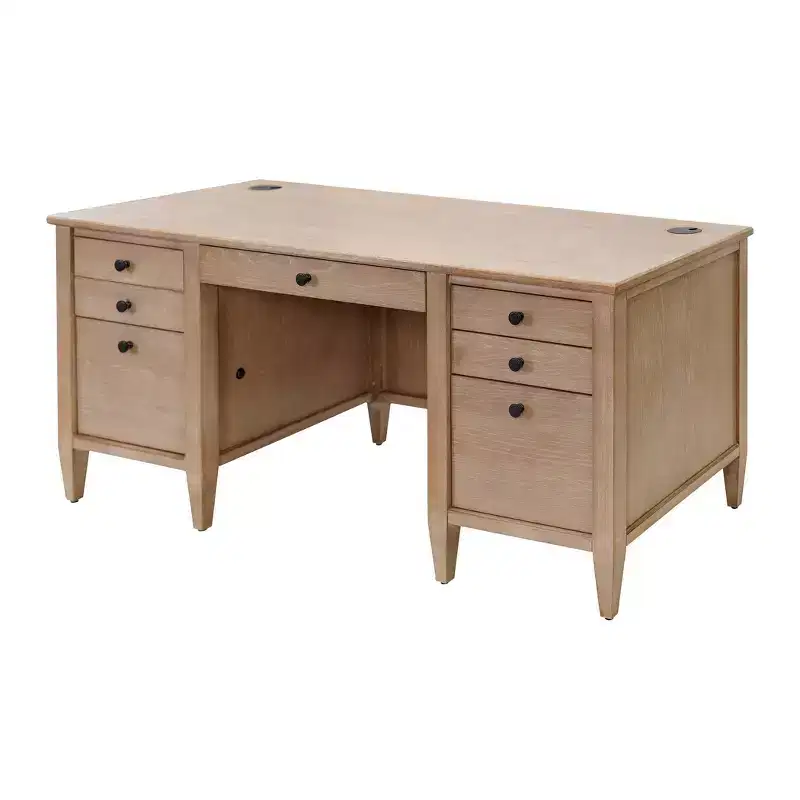 Modern Wood Double Pedestal Desk with Storage Laurel Collection - Martin Furniture: Office Furniture, File Drawer