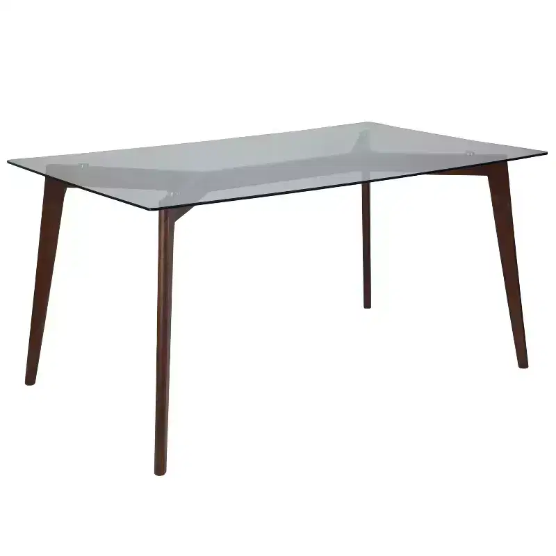 Merrick Lane Dining Table Rectangular 59 Glass Top Dining Room Table With Solid Beechwood Frame