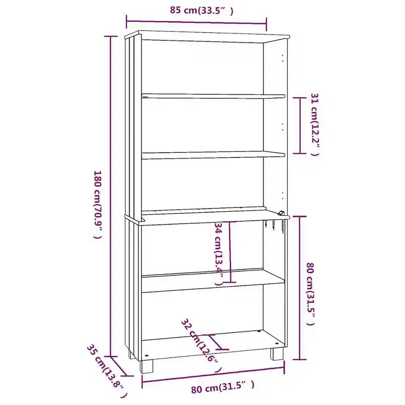 vidaXL Highboard Set of 2 Solid pine wood, MDF Large Highboard