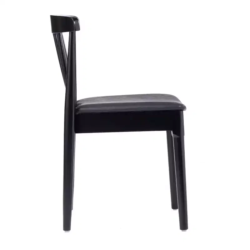 Set of 2 Solid Beechwood Dining Chairs Spindle Backrest Padded Vinyl Seat 500 lbs
