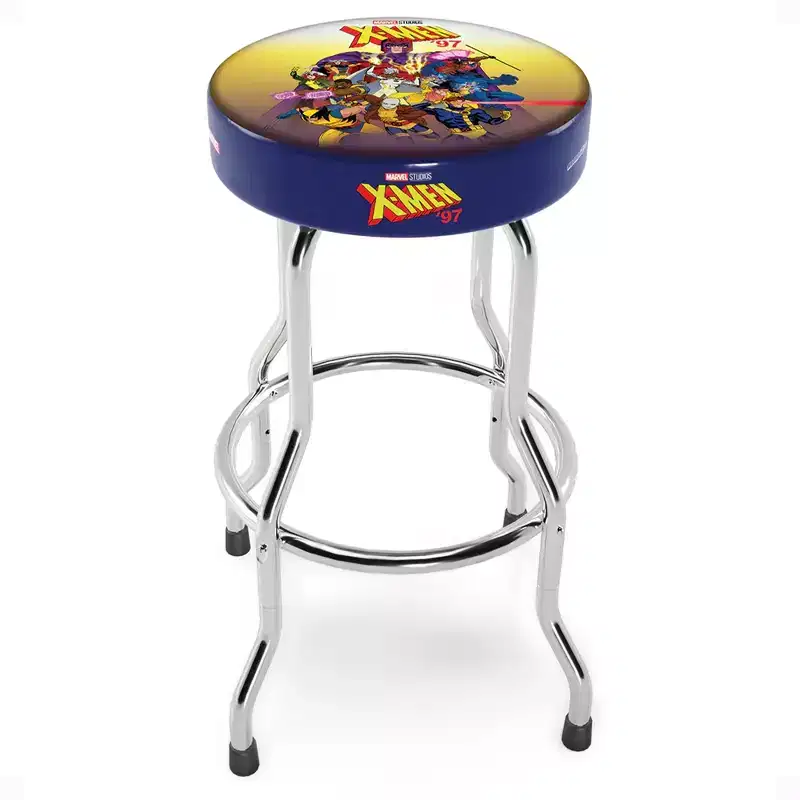 Arcade1Up Midway Mortal Kombat Adjustable Stool with Leg Extenders, Padded Seat, and Chrome Steel Finish for Home, Bar Stools, and Video Game Chairs
