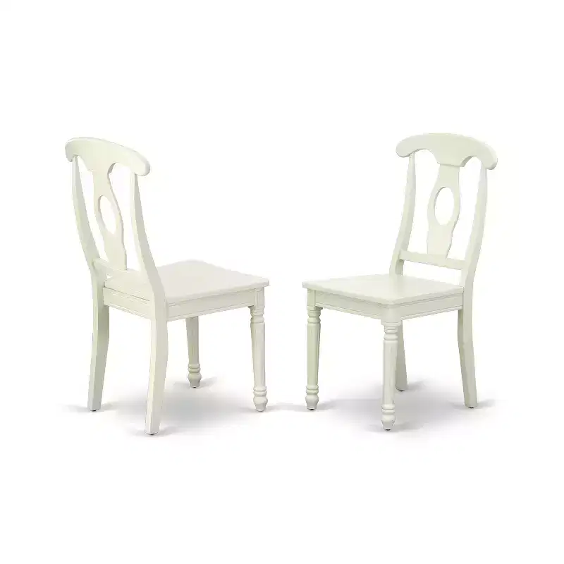 HomeStock Belmont 3PC Round 36 inch Table and 2 Panel Back Chairs, Linen White