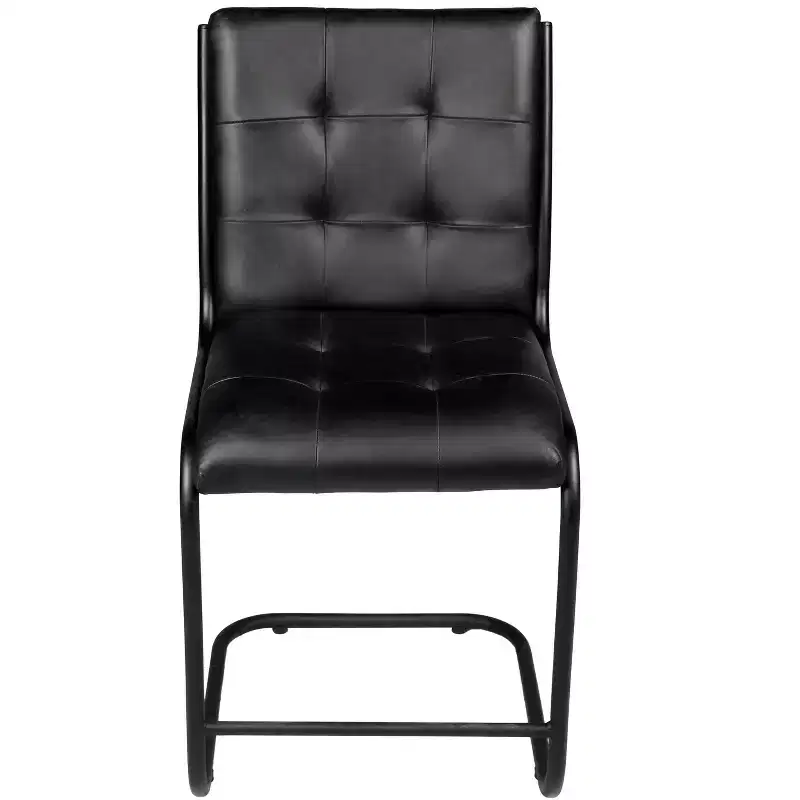 Tufted Black Upholstered Leather Dining Side Chair