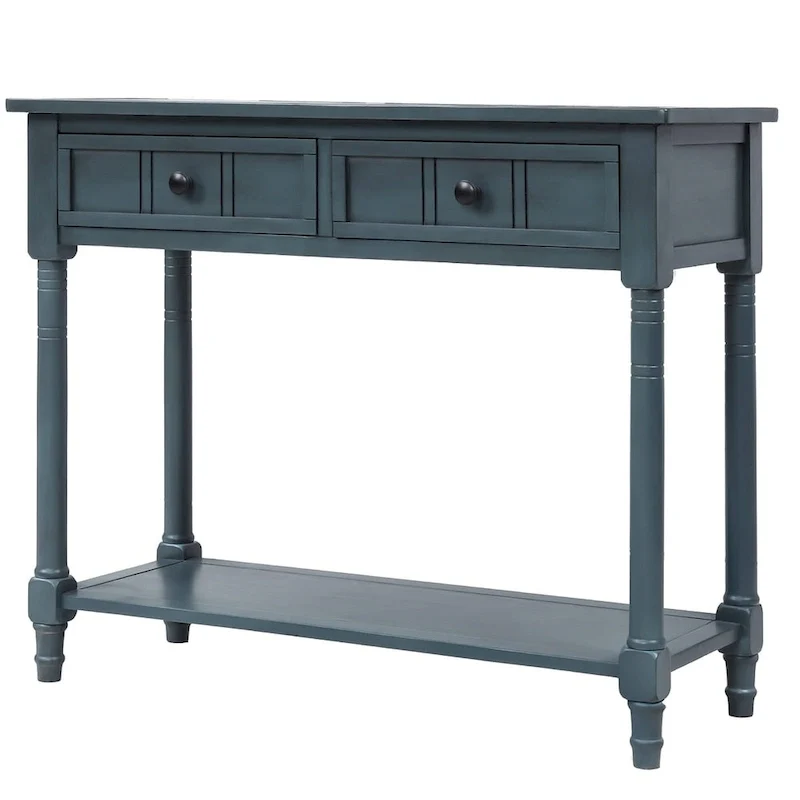 Modern Console Table with Two Drawers and Bottom Shelf