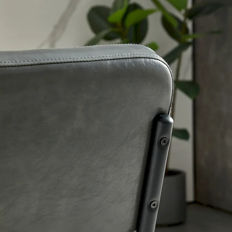 Modern Simple Leather Dining Chair with Metal Pipe