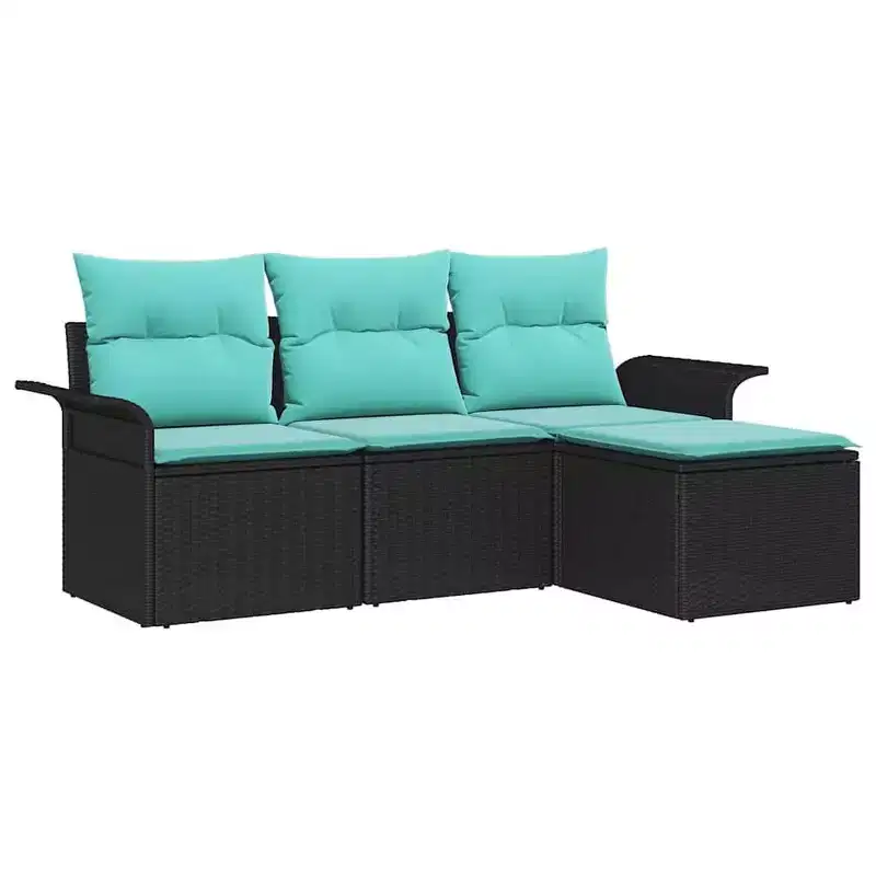 vidaXL Garden Sofa Set 4 pcs Brown and Red 196 x 117 x 85 cm