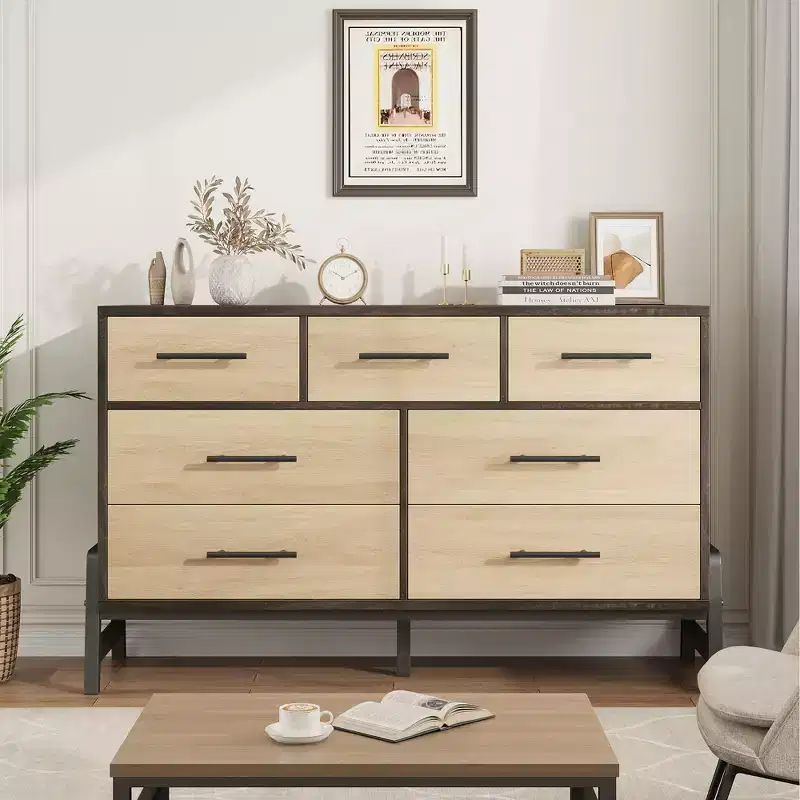 7 Dresser for Bedroom, 52 Wide Dresser, Wide Drawer with Storage Freestanding, Wooden Storage Chest for Living Room, Bedroom