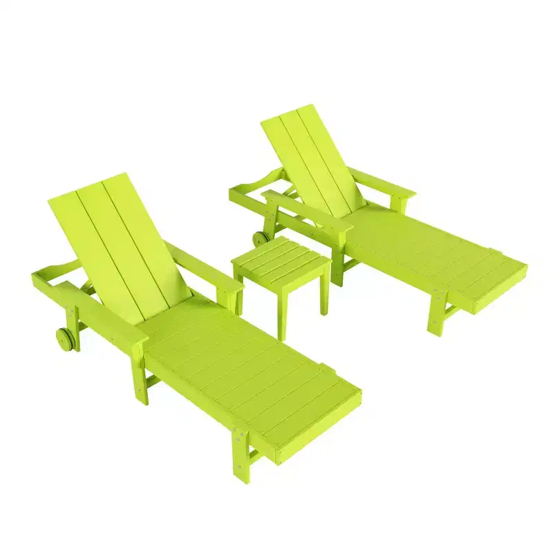WestinTrends Ashore Modern Poly Reclining Chaise Lounge Set with Side Table