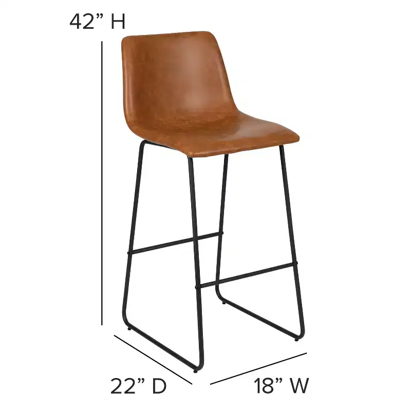 Merrick Lane 30 inch Faux Bar Height Bucket Seat Stools, Set of 2