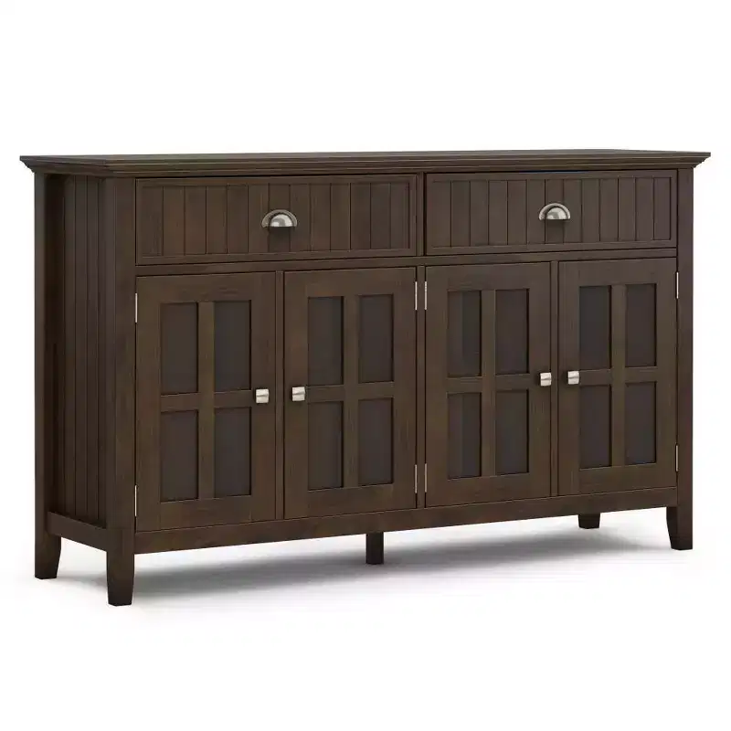 Large 4-Door Sideboard Buffet Brunette Brown