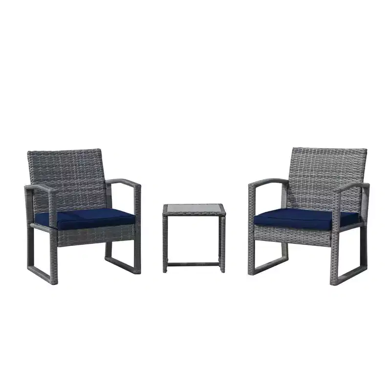 Sunsitt 3pc Wicker Outdoor Conversation Set with Coffee Table