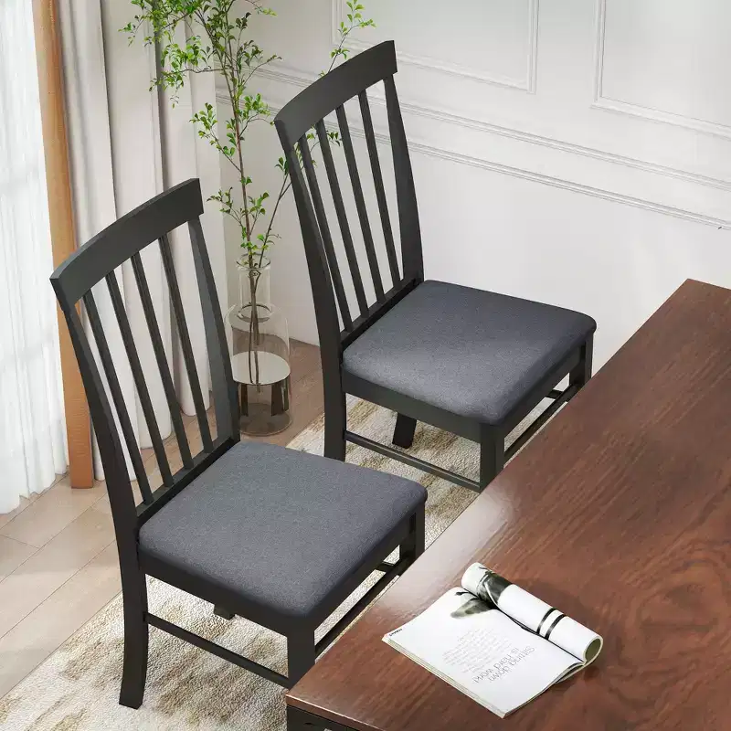 Dining Chairs Set of 2, Upholstered Kitchen Chairs with Rubber Wood Frame