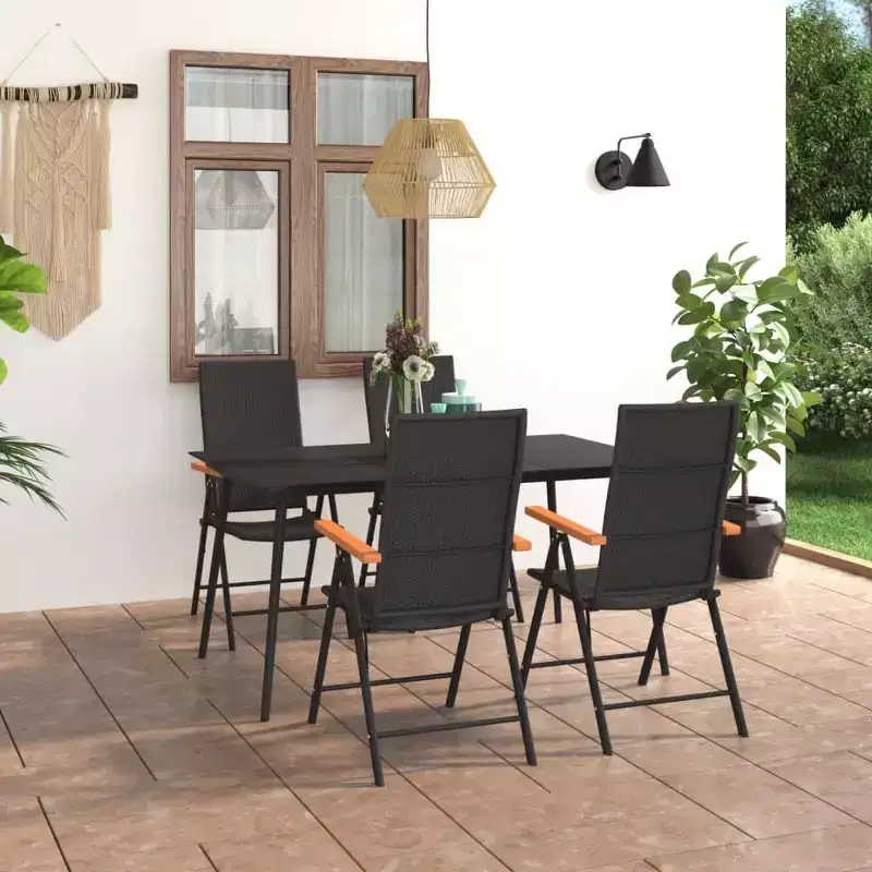 vidaXL 5 Piece Patio Dining Set Black and Brown